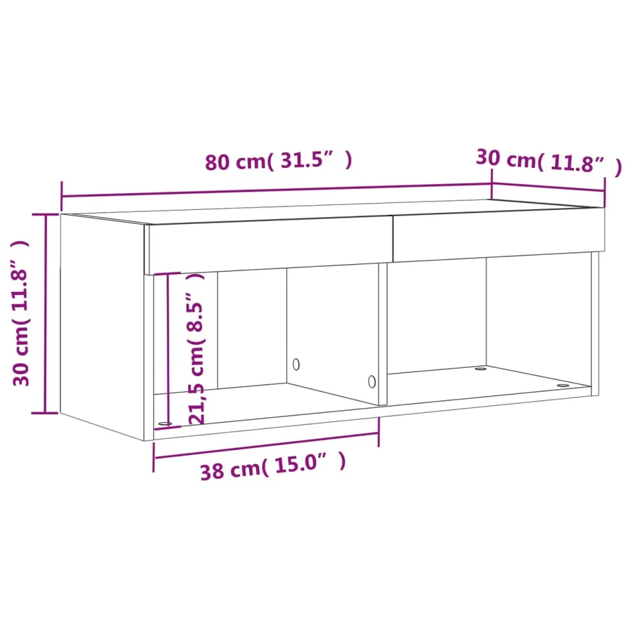 Meuble TV avec lumières LED sonoma gris 80x30x30 cm - 17