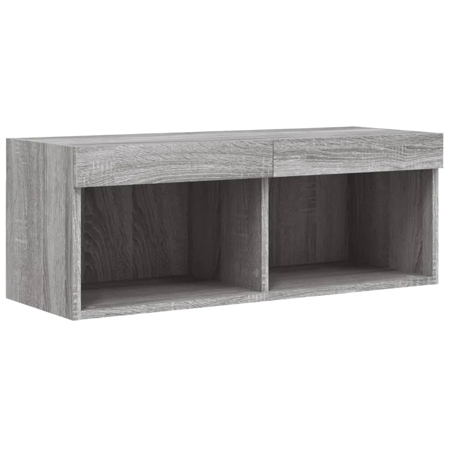 Meuble TV avec lumières LED sonoma gris 80x30x30 cm - 7