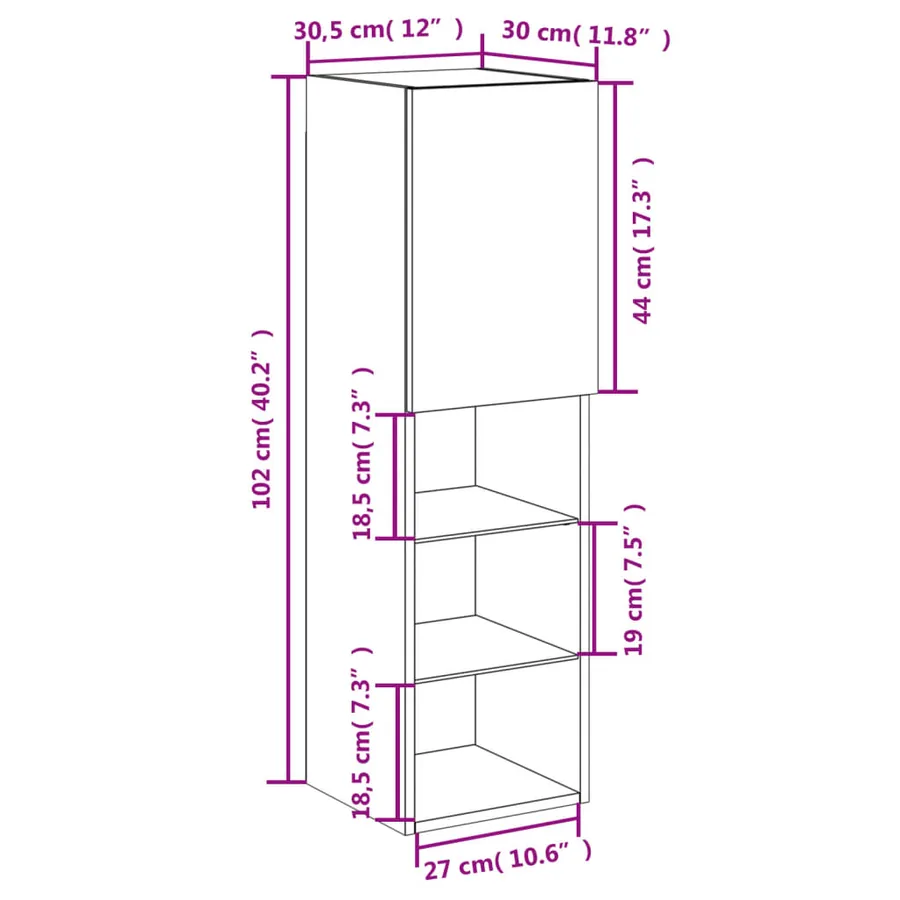 Meuble TV avec lumières LED chêne fumé 30,5x30x102 cm - 19