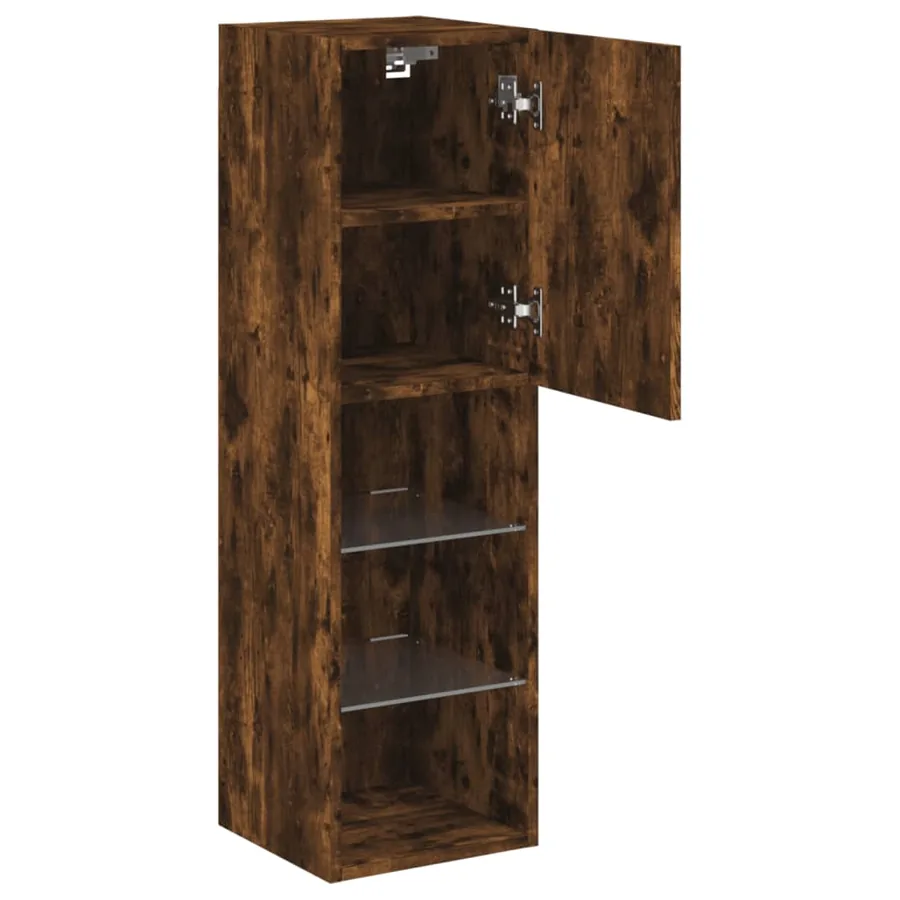Meuble TV avec lumières LED chêne fumé 30,5x30x102 cm - 8
