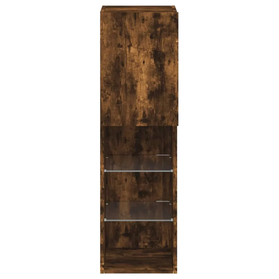 Meuble TV avec lumières LED chêne fumé 30,5x30x102 cm - 9