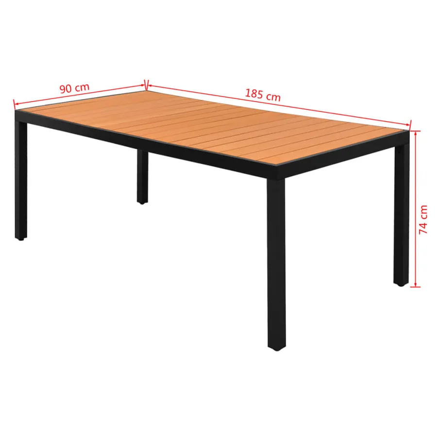 Table de jardin Marron 185 x 90 x 74 cm Aluminium et WPC - 3
