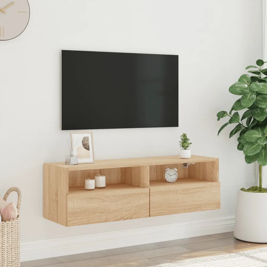 Meuble TV mural chêne sonoma 100x30x30 cm bois d'ingénierie - 3