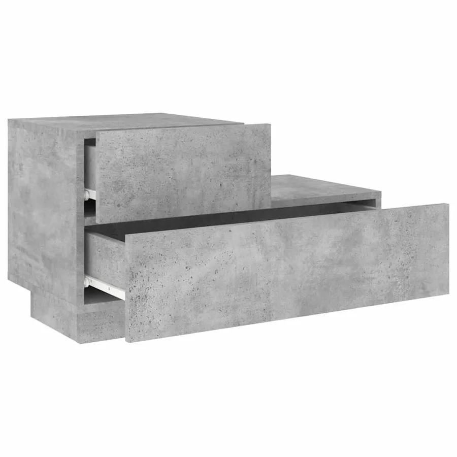 Table de chevet avec lumières LED gris béton 70x36x40,5 cm - 6