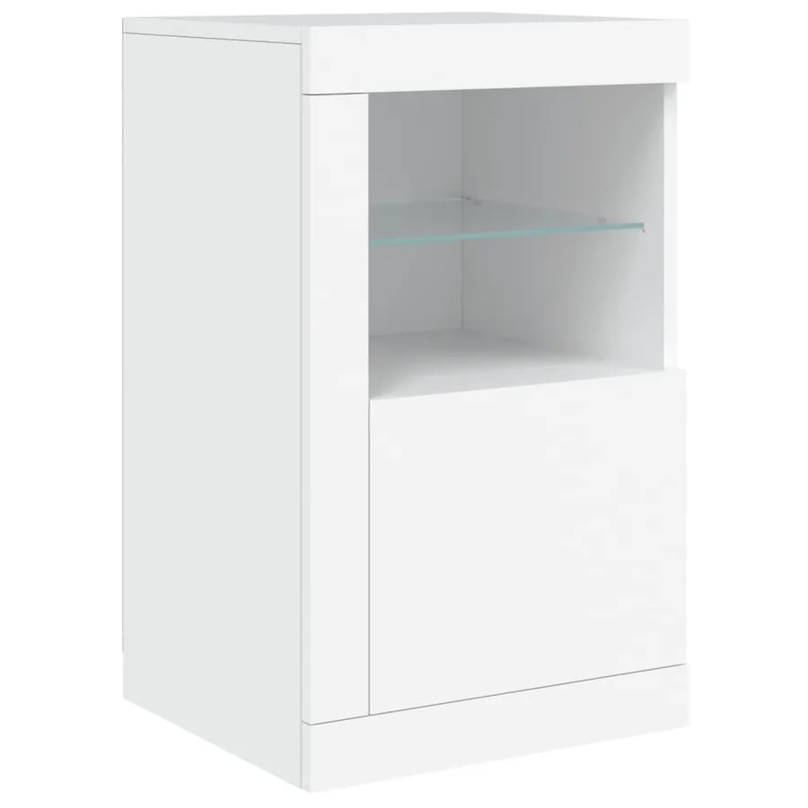 Buffet avec lumières LED blanc 123x37x67 cm - 9