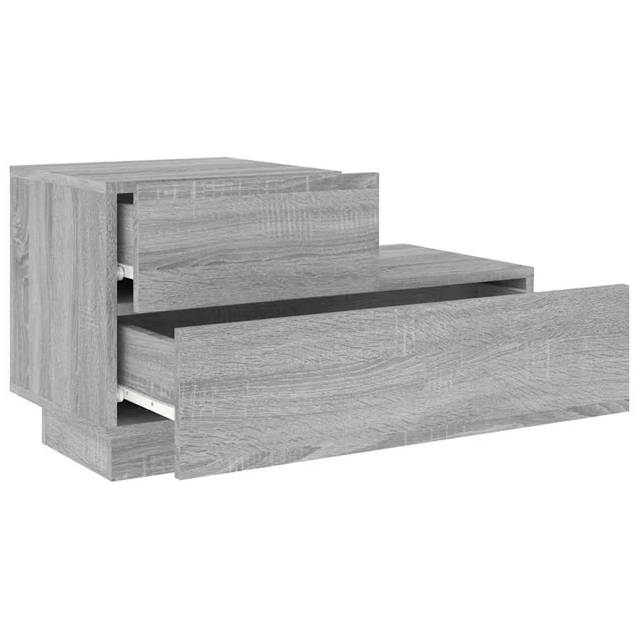 Table de chevet avec lumières LED sonoma gris 70x36x40,5 cm - 6