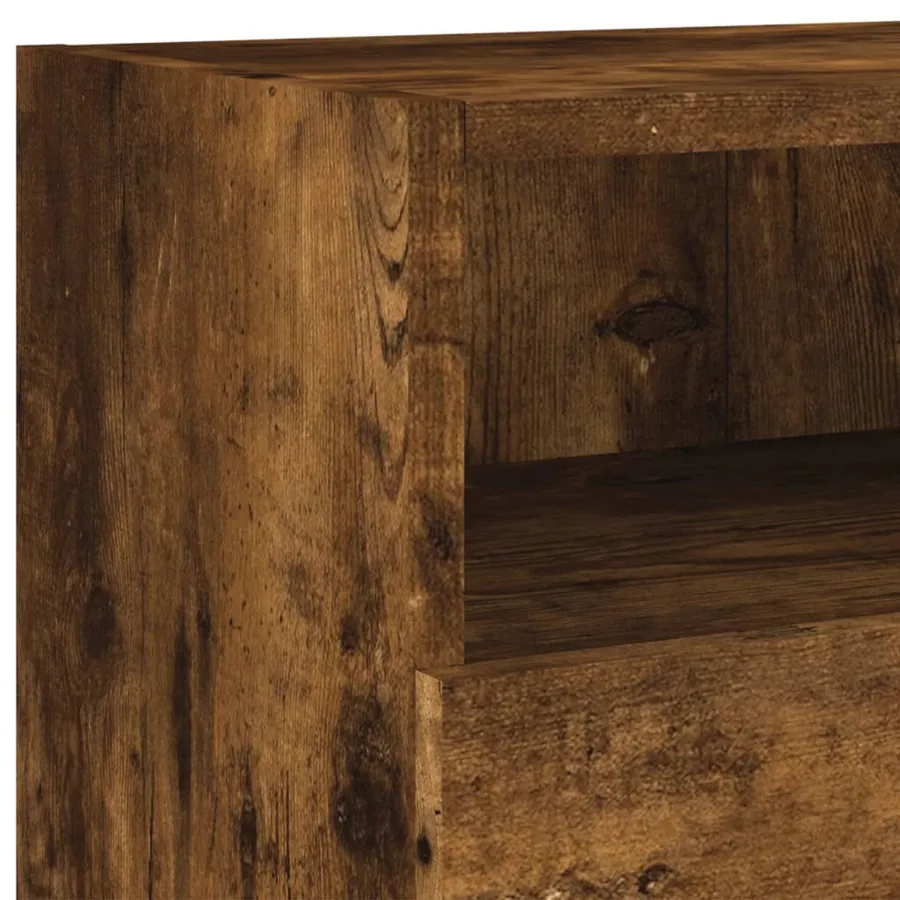 Meuble TV mural chêne fumé 100x30x30 cm bois d'ingénierie - 10