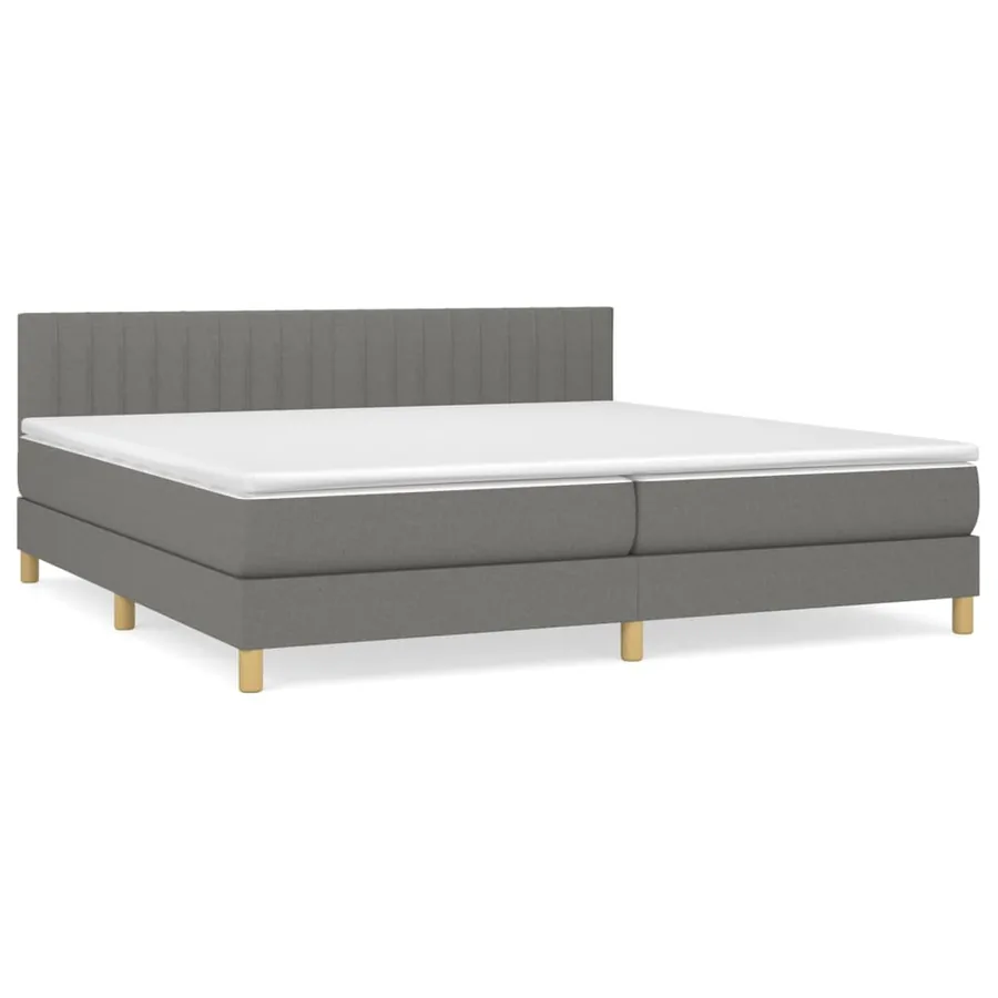 Sommier à lattes de lit avec matelas Gris foncé 200x200cm Tissu - 2