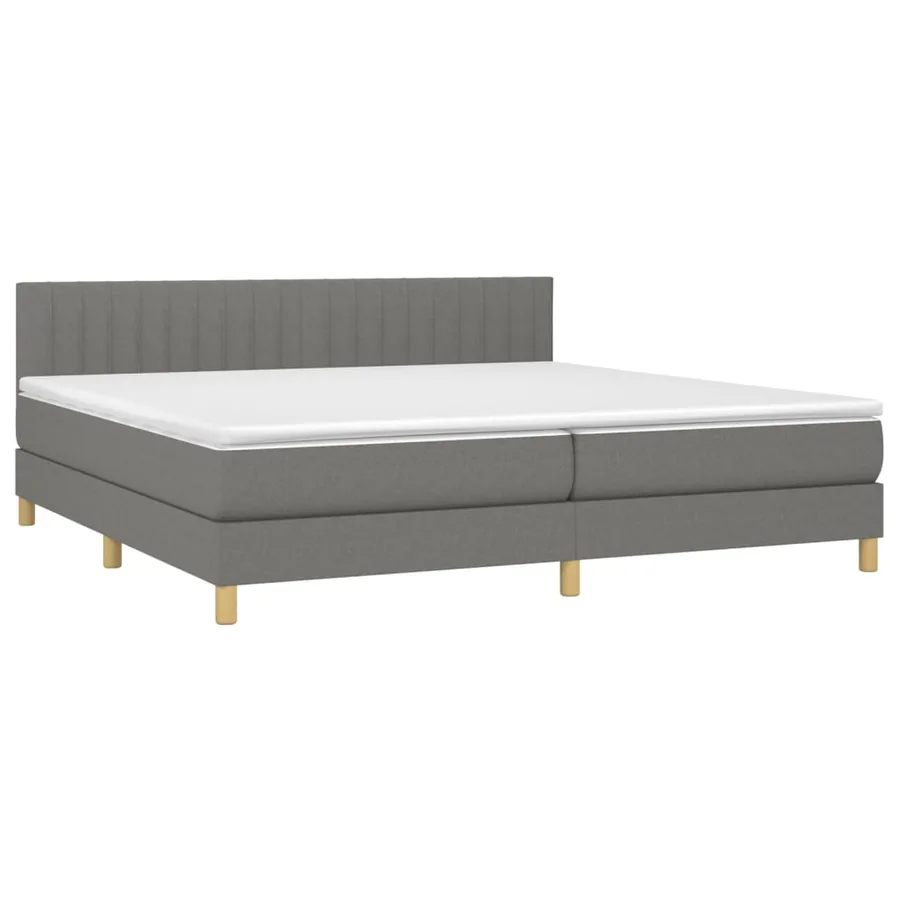 Sommier à lattes de lit avec matelas Gris foncé 200x200cm Tissu - 3