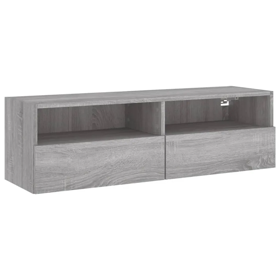 Meuble TV mural sonoma gris 100x30x30 cm bois d'ingénierie - 2