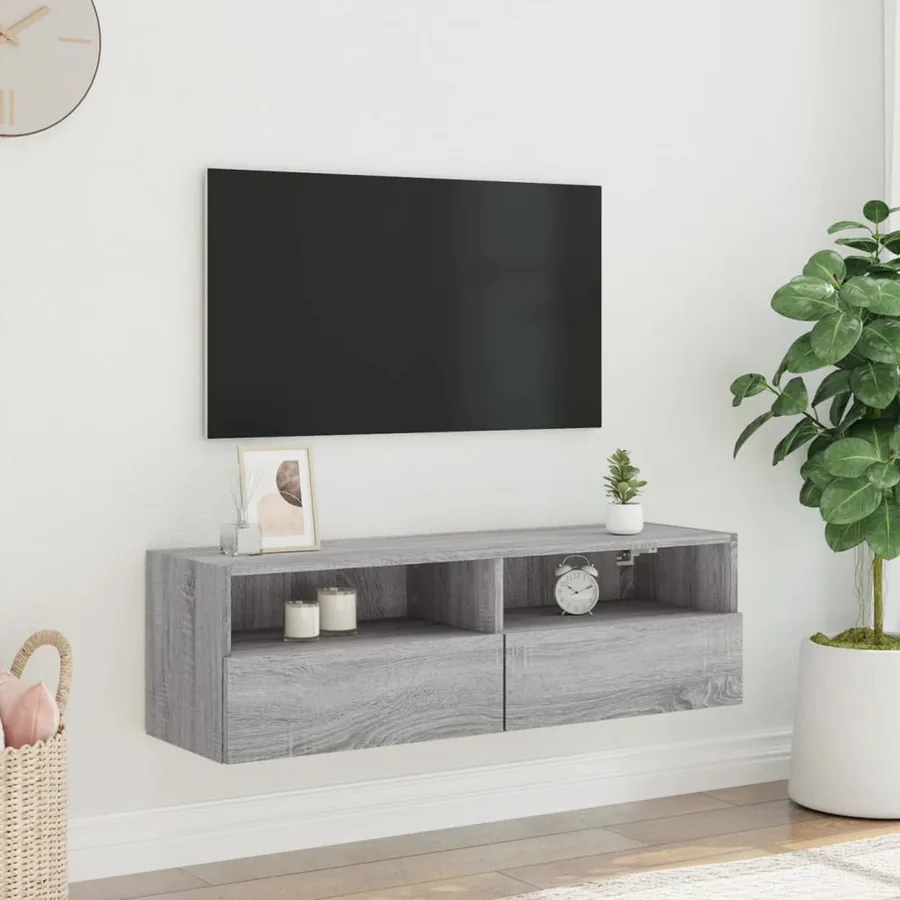 Meuble TV mural sonoma gris 100x30x30 cm bois d'ingénierie - 3