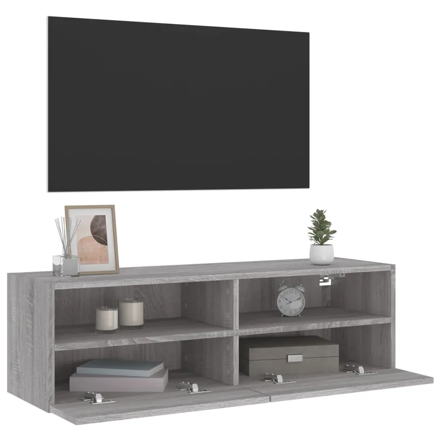 Meuble TV mural sonoma gris 100x30x30 cm bois d'ingénierie - 5