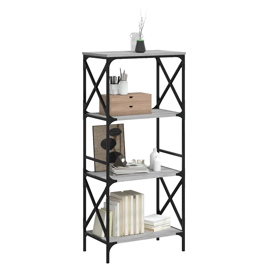 Bibliothèque à 4 niveaux sonoma gris 59x35x132 cm - 3