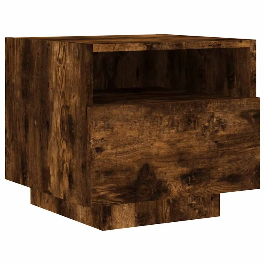 Table de chevet avec lumières LED chêne fumé 40x39x37 cm - 5