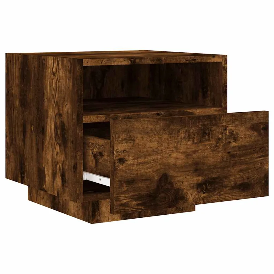 Table de chevet avec lumières LED chêne fumé 40x39x37 cm - 6