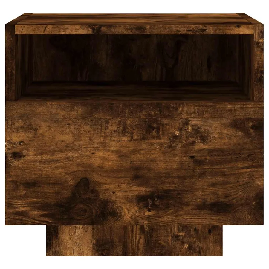 Table de chevet avec lumières LED chêne fumé 40x39x37 cm - 7