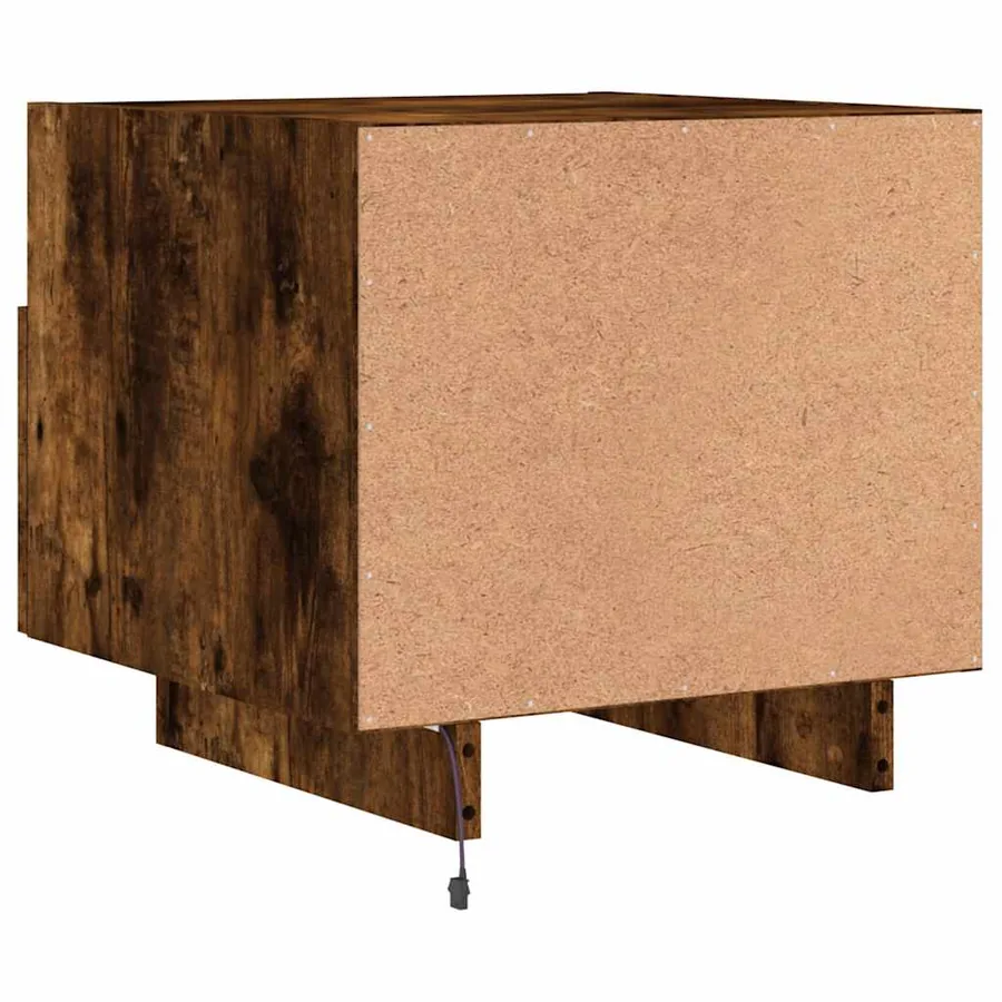 Table de chevet avec lumières LED chêne fumé 40x39x37 cm - 9