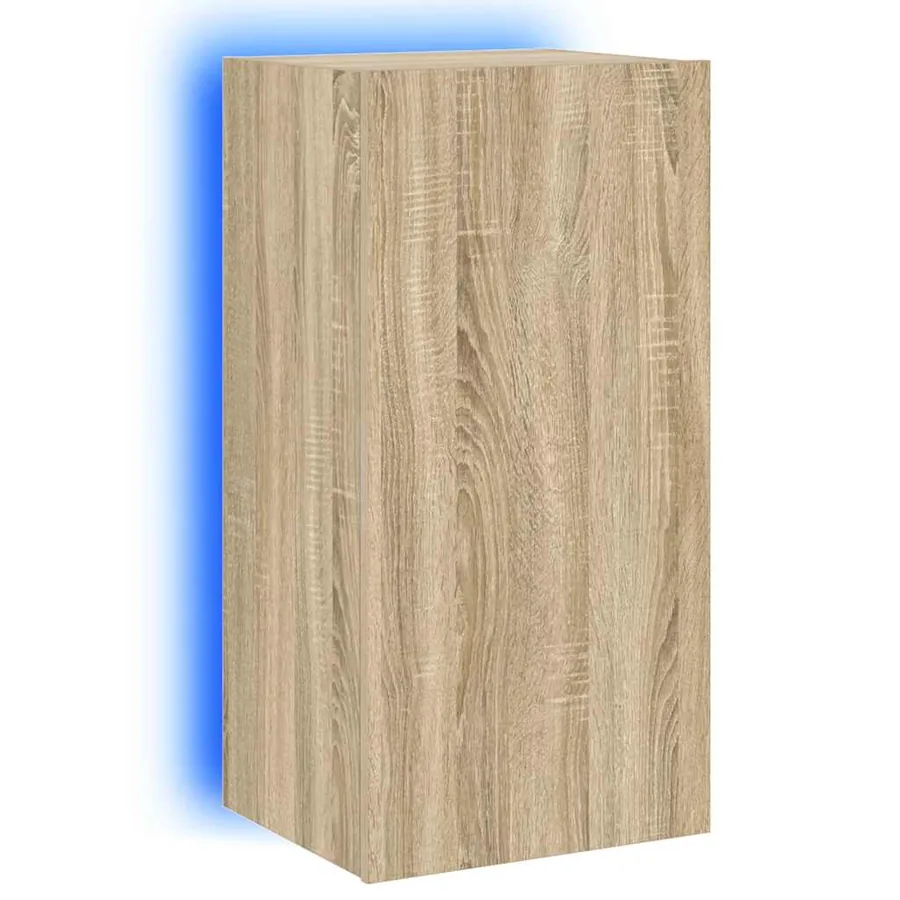 Meuble TV mural avec lumières LED chêne sonoma 40,5x35x80 cm - 2