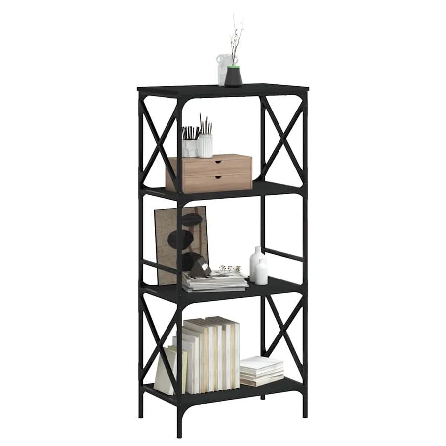 Bibliothèque à 4 niveaux noir 59x35x132 cm bois d'ingénierie - 3