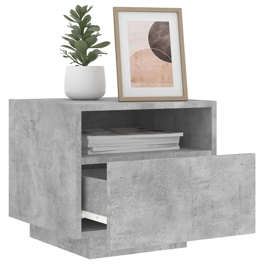 Table de chevet avec lumières LED gris béton 40x39x37 cm - 4