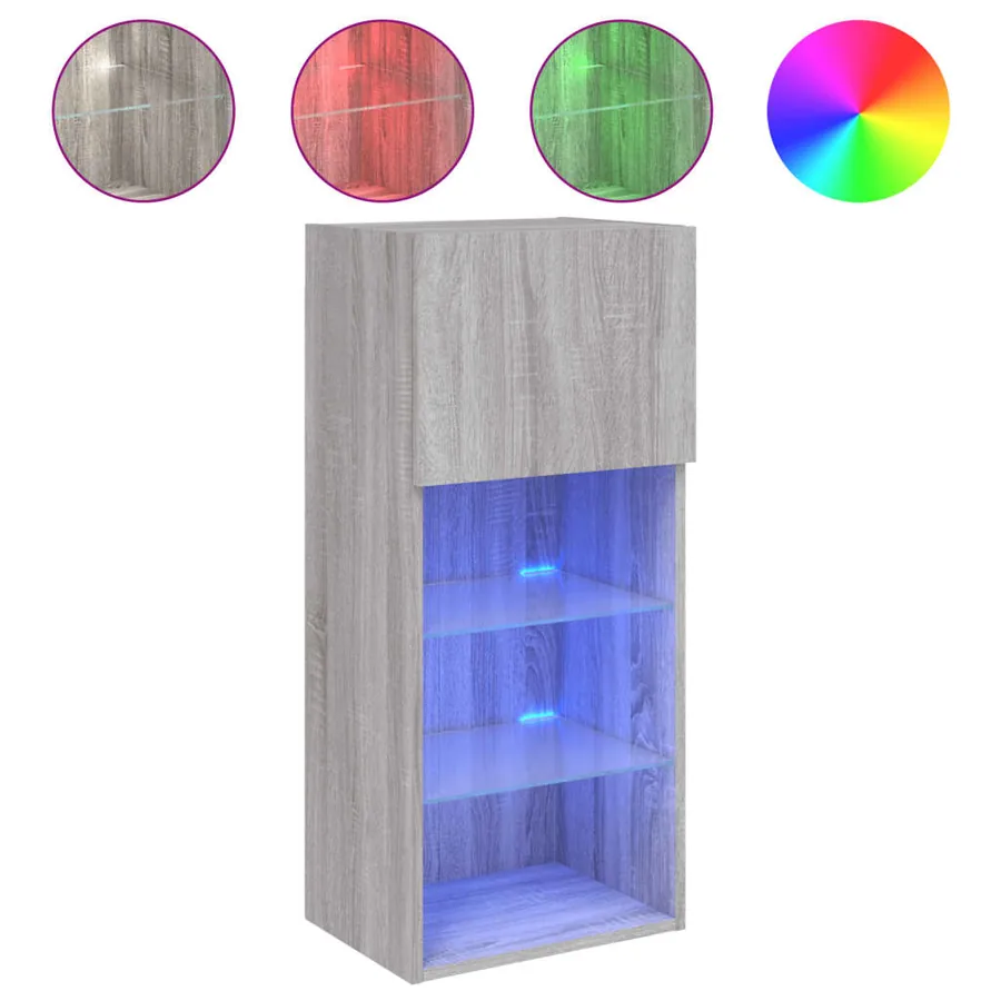 Meubles TV avec lumières LED 2 pcs sonoma gris 40,5x30x90 cm - 6