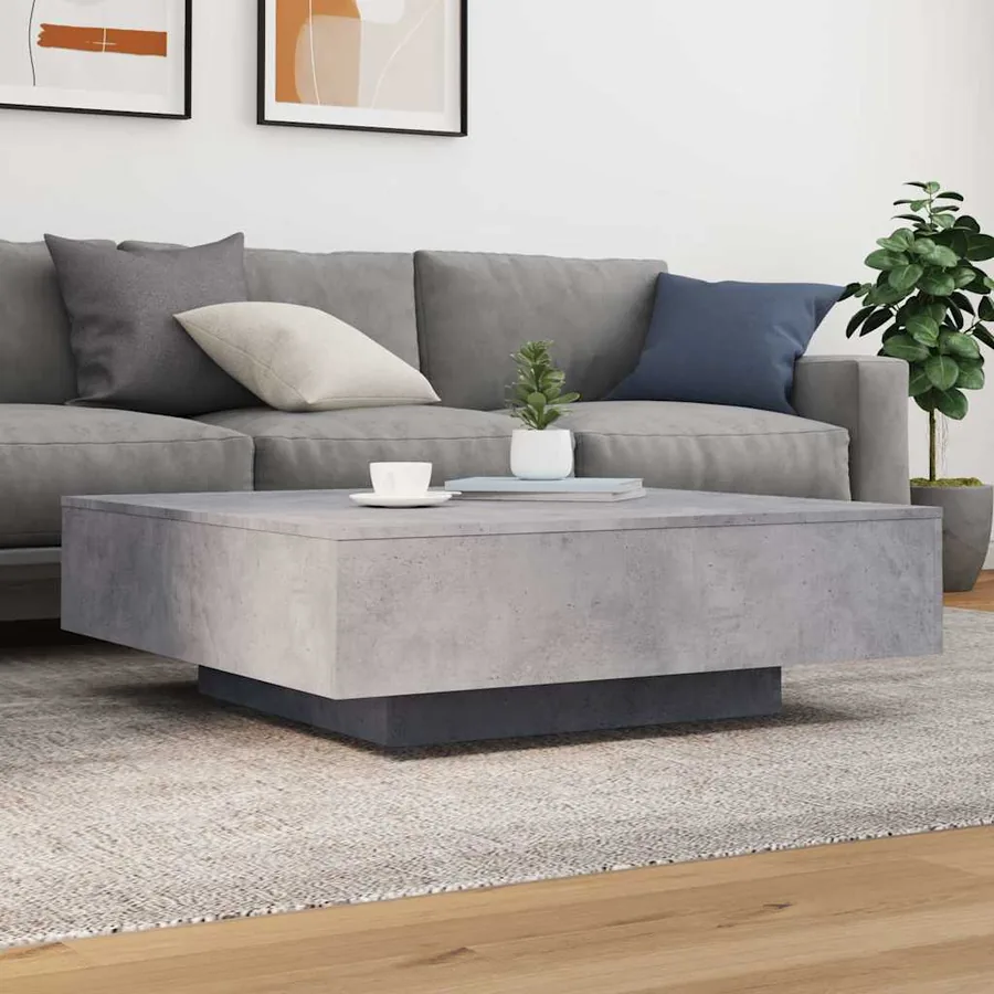 Table basse avec lumières LED gris béton 100x100x31 cm - 4