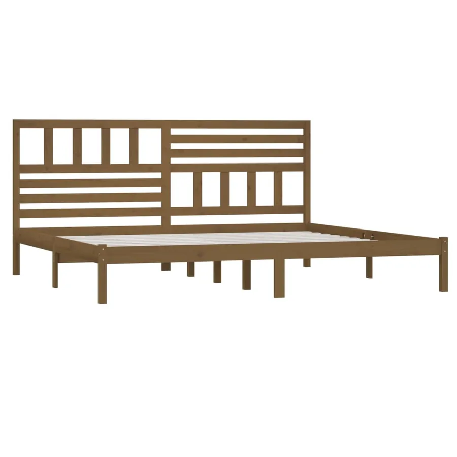 Cadre de lit sans matelas marron miel bois pin massif 200x200cm - 3
