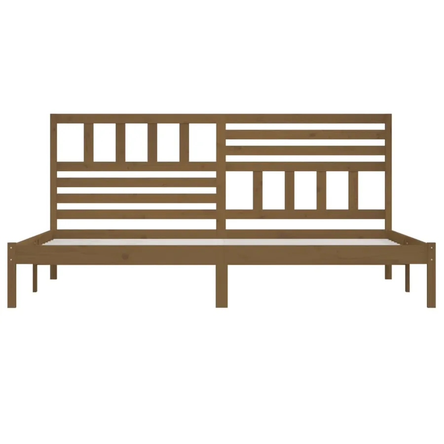 Cadre de lit sans matelas marron miel bois pin massif 200x200cm - 4