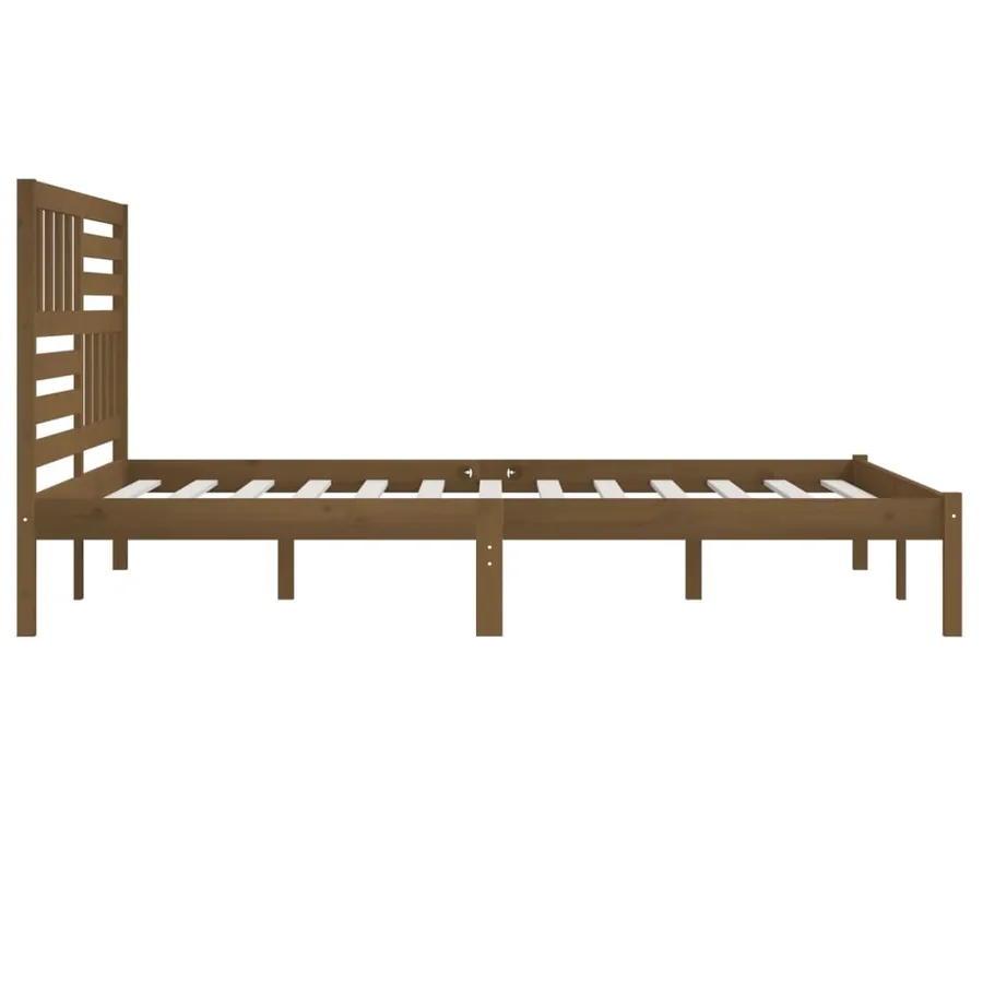 Cadre de lit sans matelas marron miel bois pin massif 200x200cm - 5