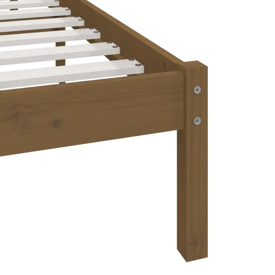 Cadre de lit sans matelas marron miel bois pin massif 200x200cm - 7