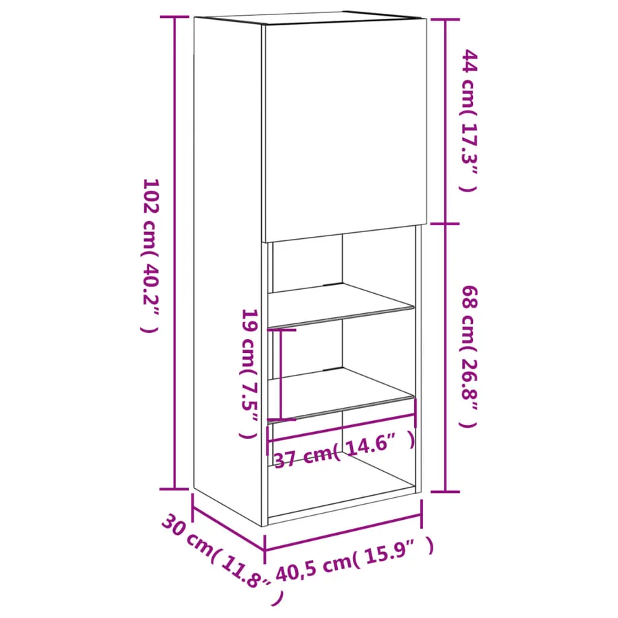 Meuble TV avec lumières LED chêne marron 40,5x30x102 cm - 19