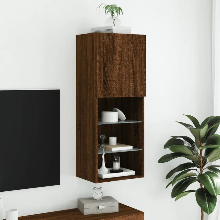 Meuble TV avec lumières LED chêne marron 40,5x30x102 cm - 4