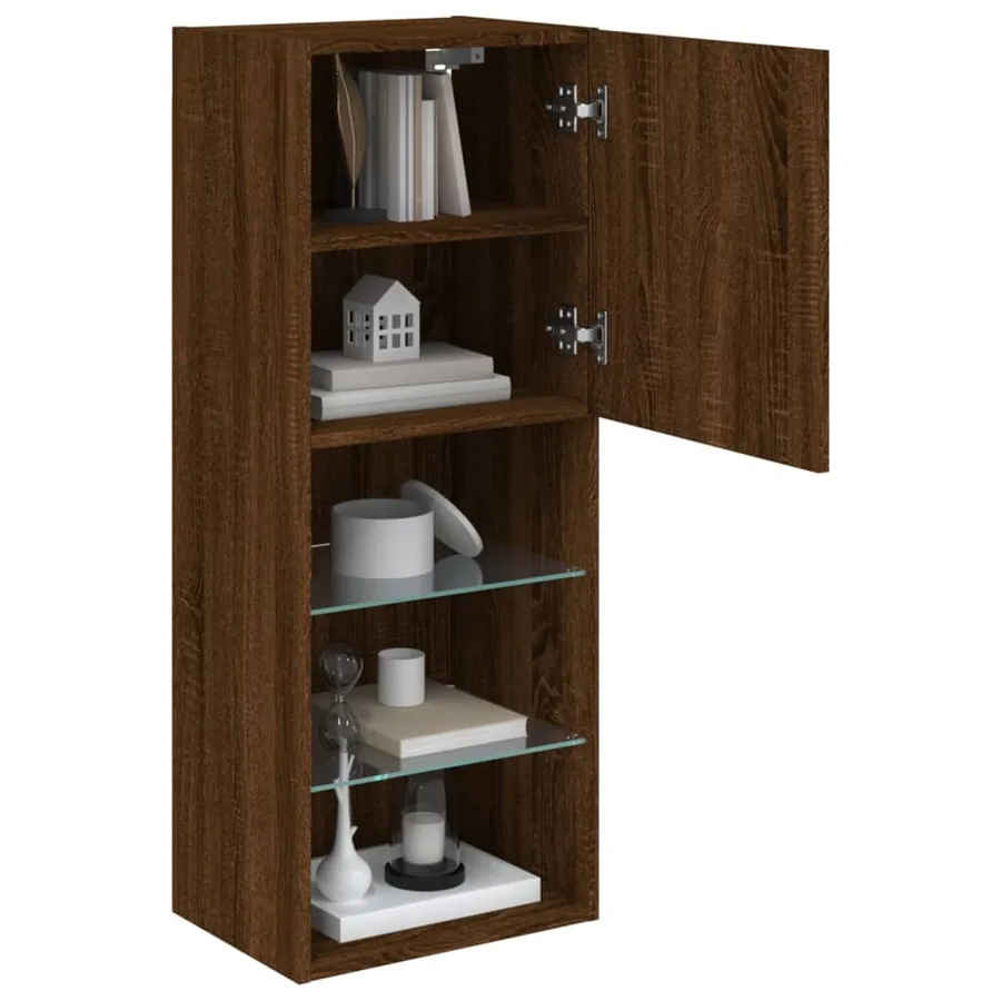 Meuble TV avec lumières LED chêne marron 40,5x30x102 cm - 6