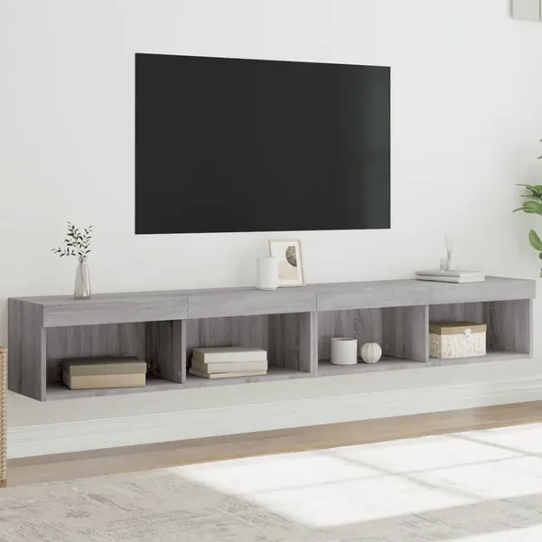 Meubles TV avec lumières LED 2 pcs sonoma gris 100x30x30 cm