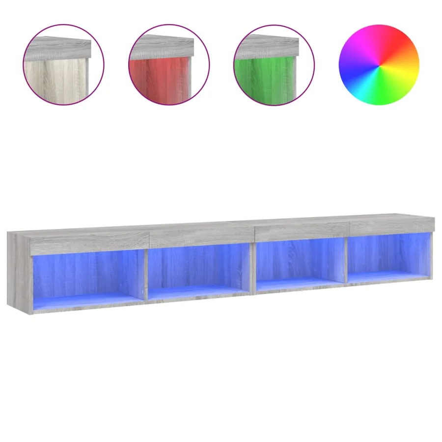 Meubles TV avec lumières LED 2 pcs sonoma gris 100x30x30 cm - 2