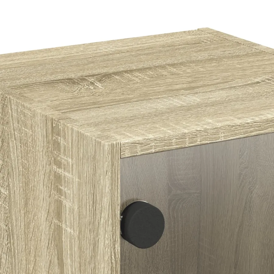 Tables de chevet et portes vitrées 2pcs chêne sonoma 35x37x35cm - 10