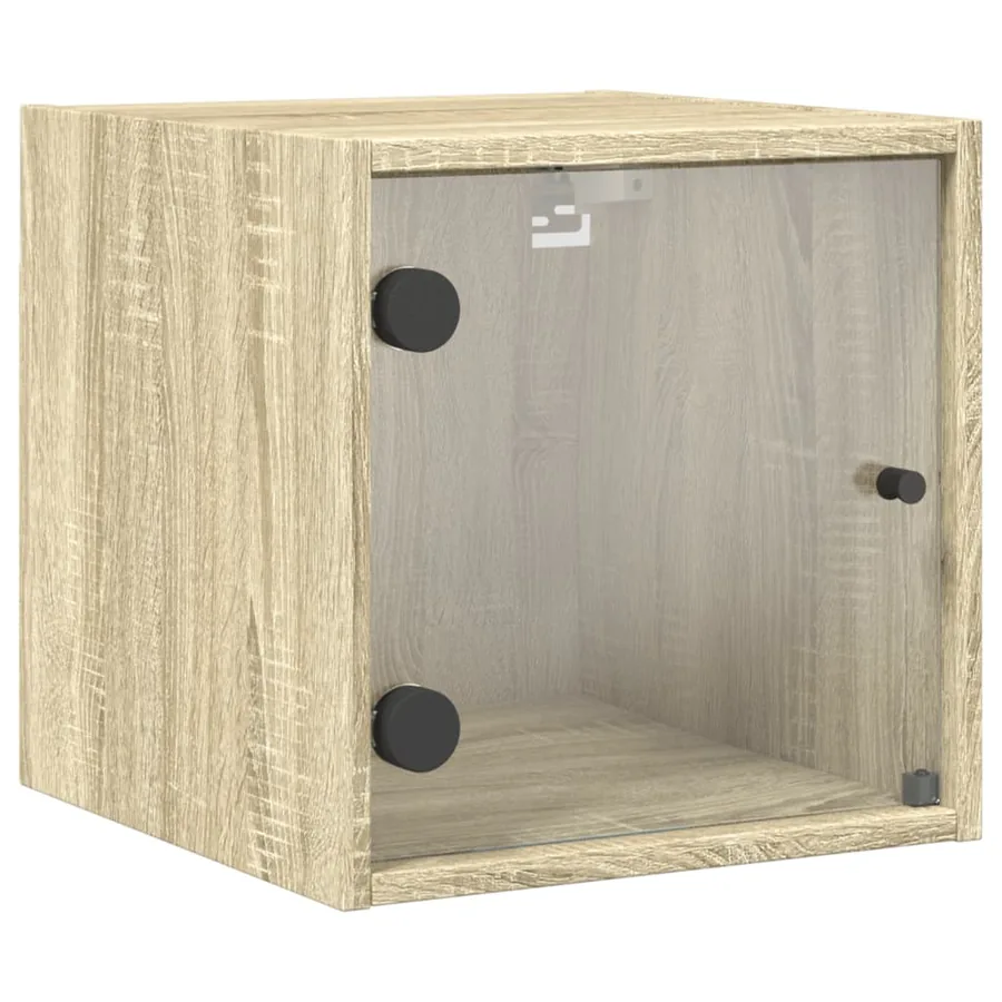 Tables de chevet et portes vitrées 2pcs chêne sonoma 35x37x35cm - 6