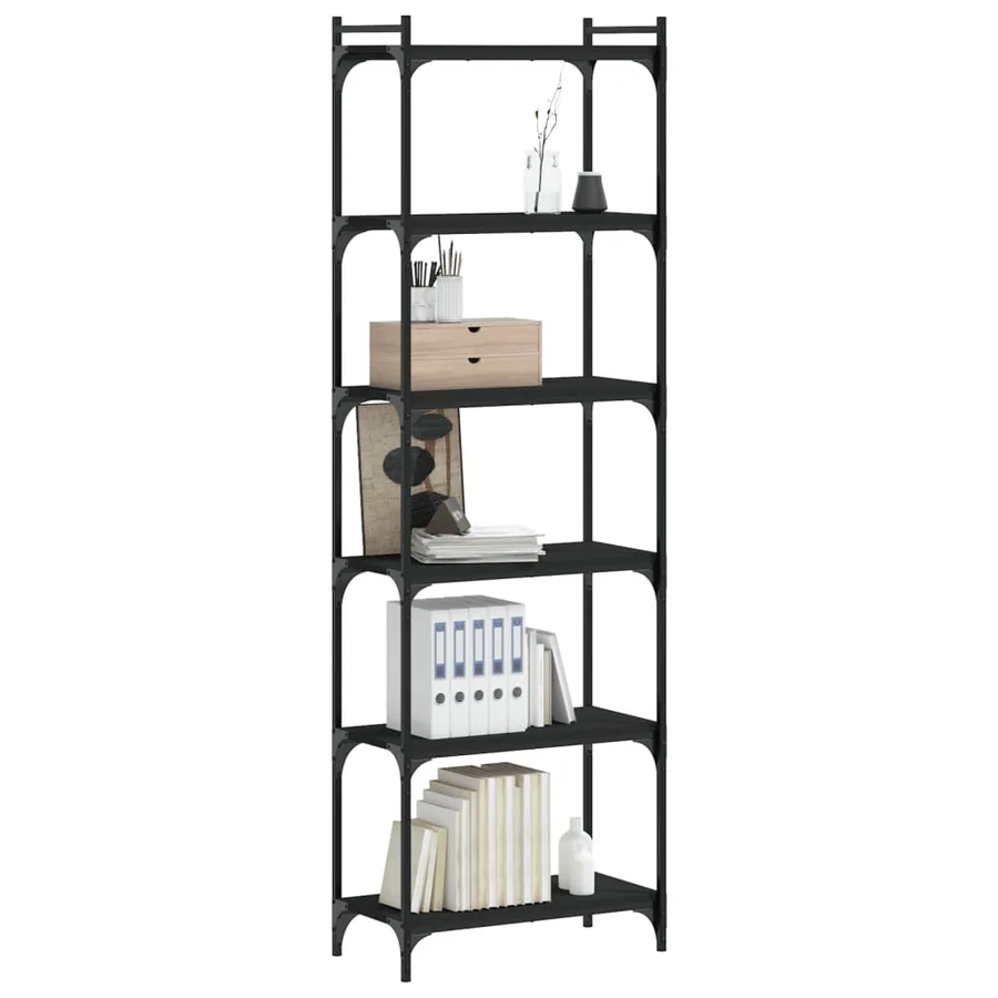Bibliothèque 6 niveaux noir 60x30x188 cm bois d'ingénierie - 3
