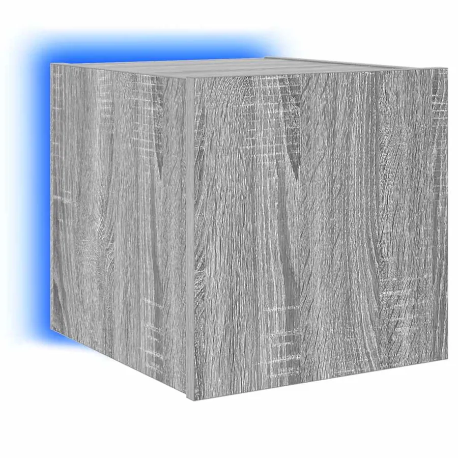 Meubles TV muraux et lumières LED 2pcs sonoma gris 30,5x35x30cm - 16