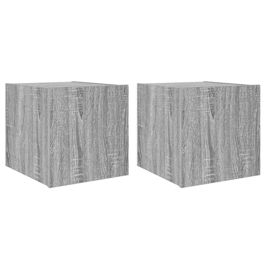 Meubles TV muraux et lumières LED 2pcs sonoma gris 30,5x35x30cm - 2