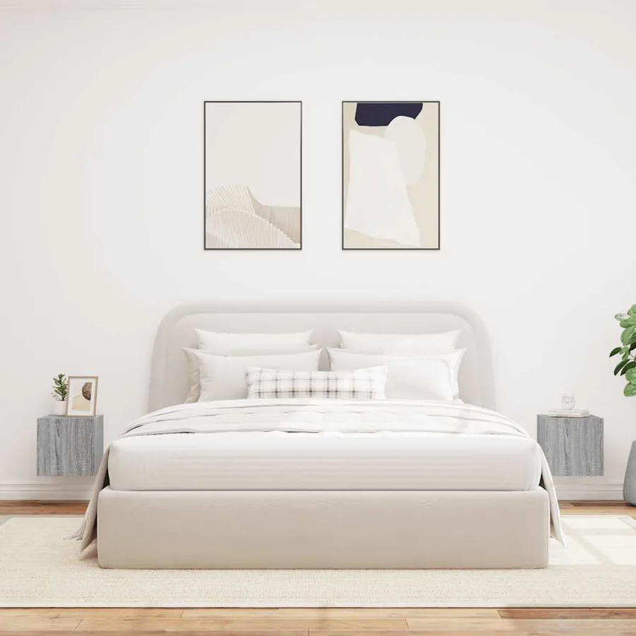 Meubles TV muraux et lumières LED 2pcs sonoma gris 30,5x35x30cm - 4