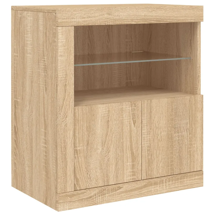 Buffet avec lumières LED chêne sonoma 181,5x37x67 cm - 9