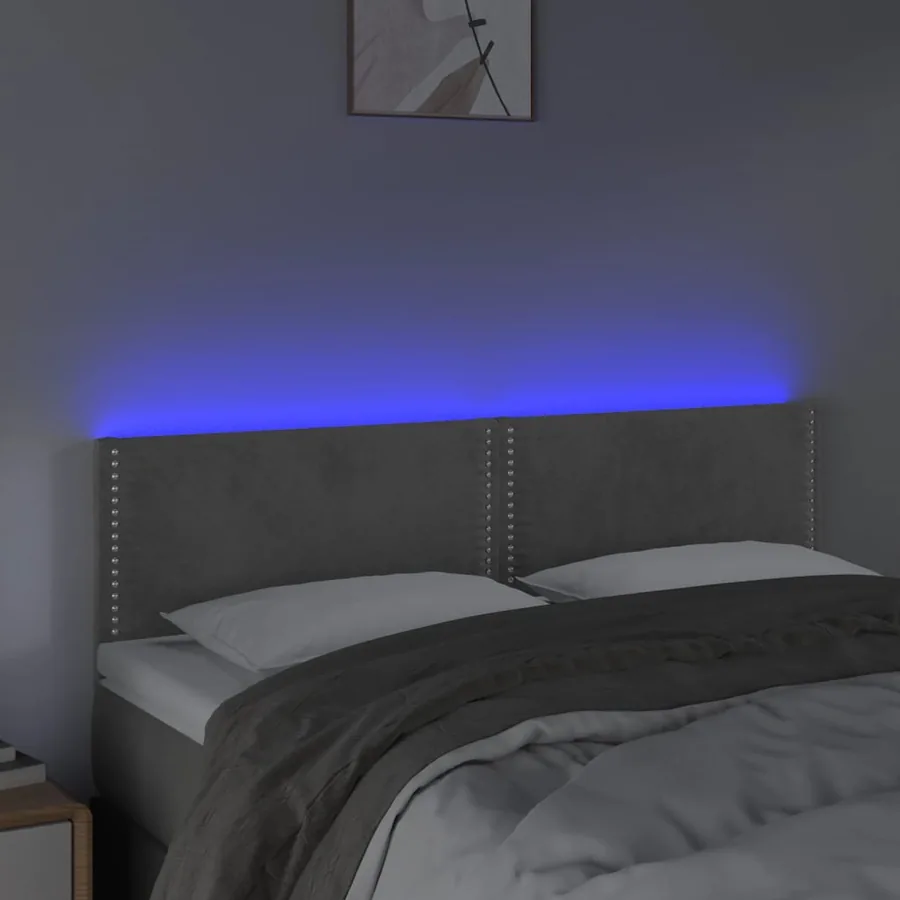 Tête de lit à LED Gris clair 144x5x78/88 cm Velours - 3