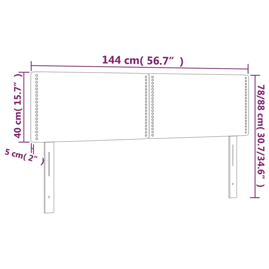 Tête de lit à LED Gris clair 144x5x78/88 cm Velours - 6