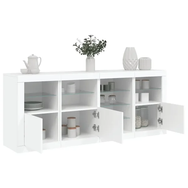 Buffet avec lumières LED blanc 164x37x67 cm