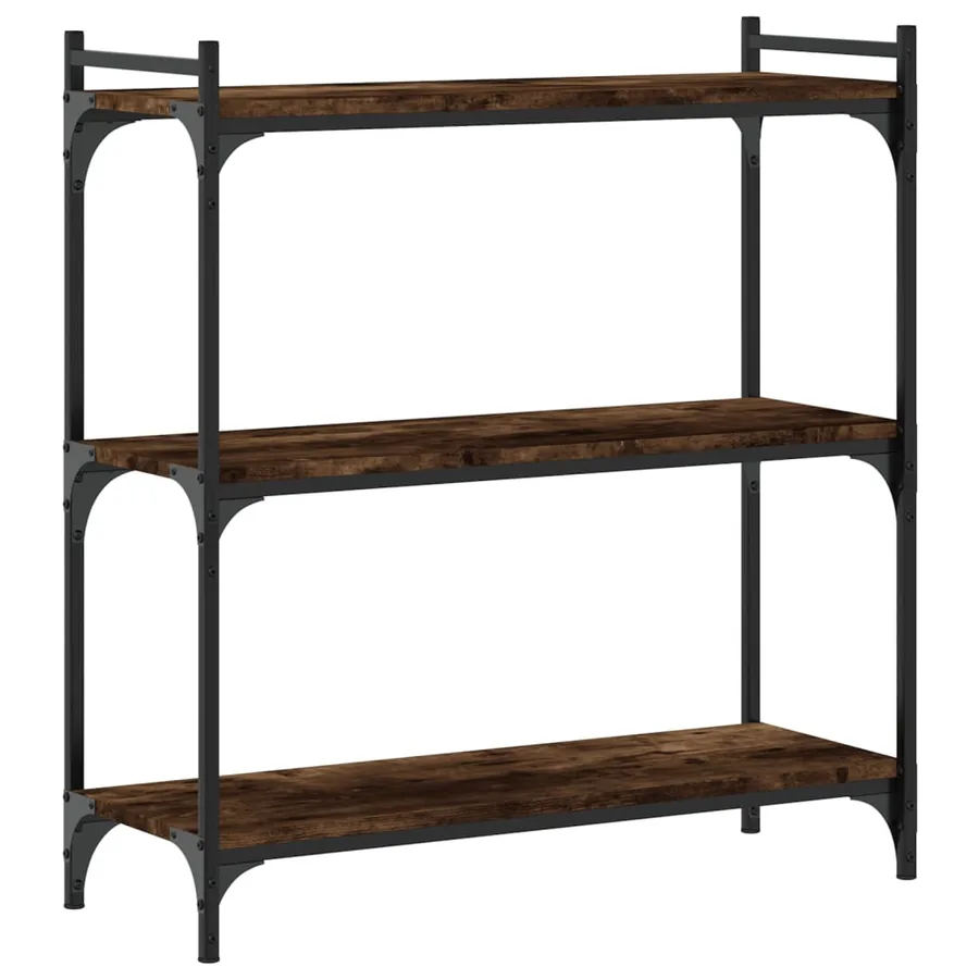 Bibliothèque 3 niveaux chêne fumé 80x30x86 cm bois d'ingénierie - 2
