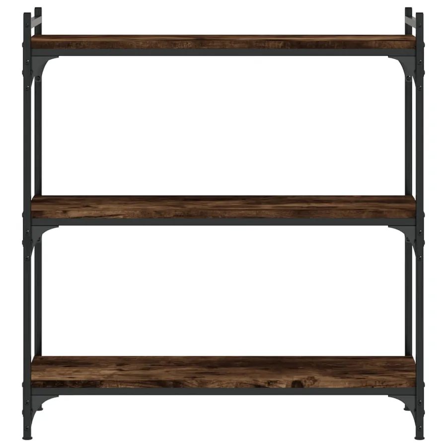 Bibliothèque 3 niveaux chêne fumé 80x30x86 cm bois d'ingénierie - 4