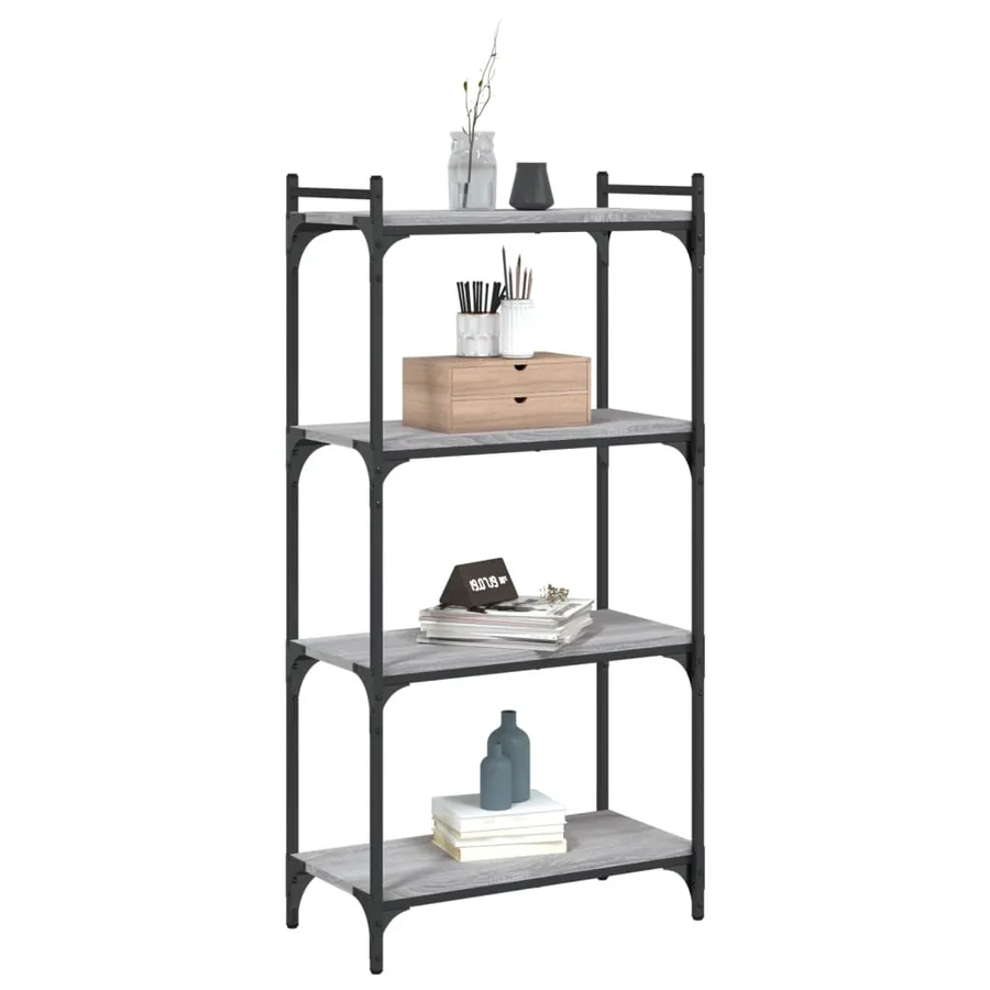 Bibliothèque à 4 niveaux sonoma gris 60x30x120 cm - 3
