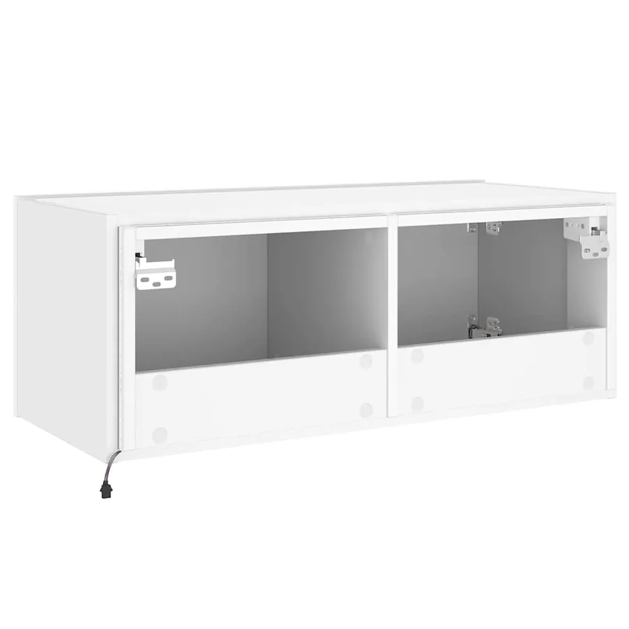 Meuble TV mural avec lumières LED blanc 80x35x31 cm - 11