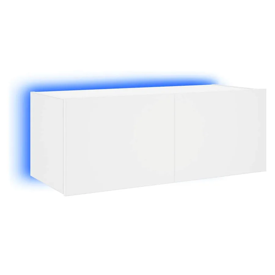 Meuble TV mural avec lumières LED blanc 80x35x31 cm - 2
